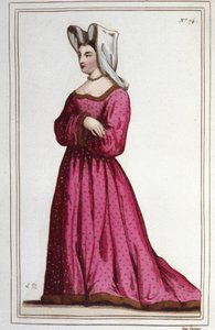 Portret van Marguerite de Sassenage, Dame van Beaumont. Minnares van Lodewijk XI. Gravure uit 1830. door Unknown artist