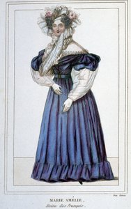Portret van Marie Amélie de Bourbon (1782 - 1866), Koningin van de Fransen, echtgenote van Louis Philippe I. Gravure uit de 19e eeuw.