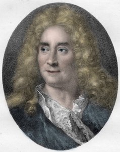 Portret van Michel Boyron (Michel Baron), Engelse acteur en toneelschrijver (1653-1729) - gravure door Unknown artist