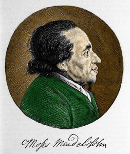 Portret van Moses Mendelssohn (1729 - 1786), filosoof en ware grondlegger van het moderne jodendom. Grootvader van de muzikant Felix Mendelssohn door Unknown artist
