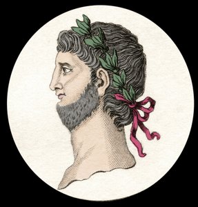 Portret van Nero Claudius Caesar Augustus Germanicus (37-68 n.Chr.), Romeins keizer (19e-eeuwse gravure)