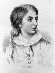 Portret van Percy Bysshe Shelley (1782 - 1822) romantische Engelse dichter op twaalfjarige leeftijd. Gerealiseerd door de hertog van Montpensier (1794) door Unknown artist