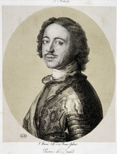 Portret van Peter de Grote - gravure door Unknown artist