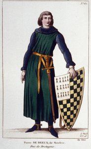 Portret van Pierre de Dreux, genaamd Mauclerc, hertog in 1213. Gravure uit 1830 door Unknown artist
