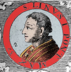 Portret van paus Linus, bisschop van Rome en opvolger van Petrus. 1e eeuw. Gravure uit de 19e eeuw. door Unknown artist