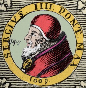 Portret van paus Sergius IV of Sergius IV Sergio IV. 11e eeuw.