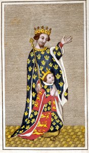 Portret van Richard III (1452 - 1485) als kind en zijn vader Richard van York. Gravure uit het einde van de 18e eeuw. Biblioteca di Brera, Milaan.
