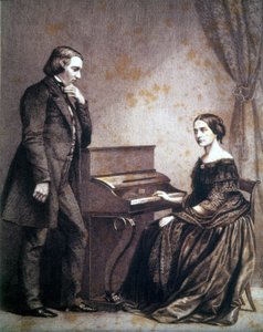 Portret van Robert Schumann (1810 - 1856), Duitse componist, en Clara Schumann (1819 - 1896), Duitse pianiste.