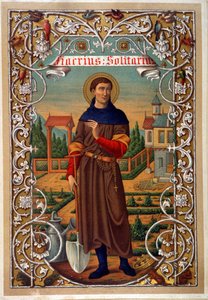 Portret van Sint Fiacre (tuinman, kluizenaar bij Meaux), boek n.d. 19e eeuw