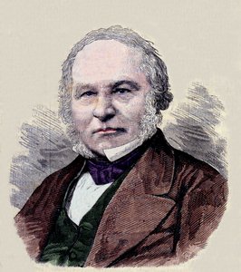 Portret van Sir Rowland Hill (1795-1879), uitvinder van de postzegel. door Unknown artist