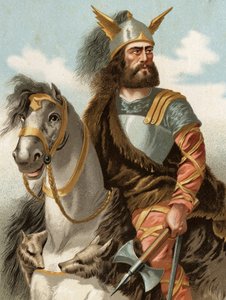 Portret van Viriathe. in het Latijn Viriatus, of Viriathus Lusitaanse leider (Keltisch volk) (139 v.Chr.) naar hombres y Mujeres beroemd. Barcelona 1877 door Unknown artist