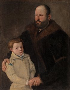 Portret van een heer en zoon door Unknown artist