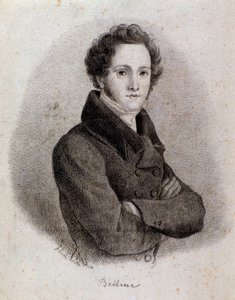 Portret van Italiaanse componist Vincenzo Bellini. Gravure. 19e eeuw door Unknown artist