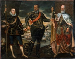 Portretten van Marcantonio Colonna, Prins Juan van Oostenrijk en de Doge Sebastiano Venier, de winnaars van de slag bij Lepanto, ca. 1571