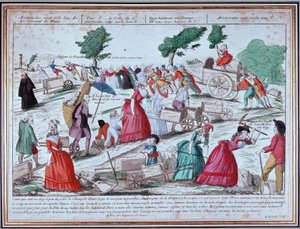 Voorbereiding op het Champ de Mars voor het feest van 14 juli - gravure