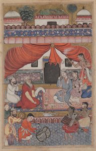 Voorbereiding voor het huwelijk van Mahmuda met de jonge vizier, uit een Tuti-nama (Verhalen van een Papegaai): Drieëndertigste Nacht door Unknown artist