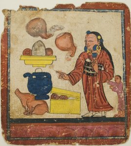 Presentatie van offergaven, uit een set inwijdingskaarten (Tsakali) door Unknown artist