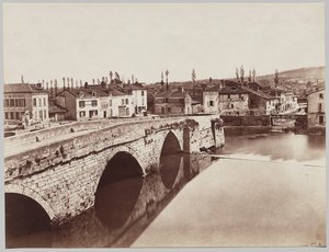 Périgueux. De Tournepiche-brug, stroomopwaarts door Unknown artist