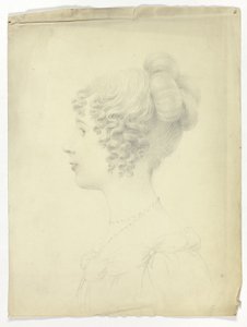 Profiel van een Vrouw die naar Links Kijkt door Unknown artist