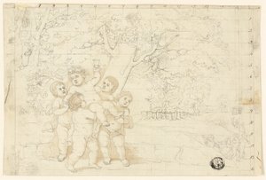 Putti die jonge Bacchus dragen