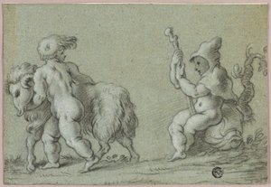 Putti als geitenhoeders door Unknown artist