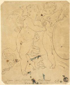 Putti met schild door Unknown artist