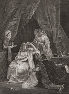 Koningin Elizabeth I en de Graaf van Sussex (print)