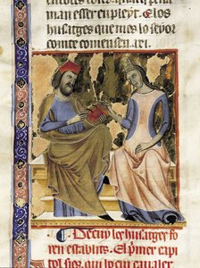 Raimond Berenger I van Barcelona (1023-1076) en zijn vrouw Almodis (Adalmode) van de Marche (miniatuur) door Unknown artist