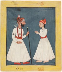 Raja Shamsher Sen met een Jongeling door Unknown artist