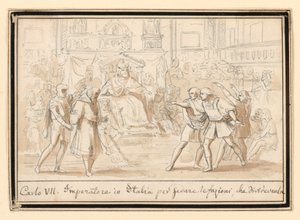 Verzoening van vijanden in Italië door keizer Hendrik VII door Unknown artist