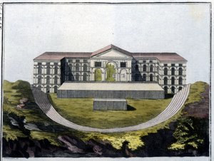 Reconstructie van het Griekse Theater van Bachus in Athene. - in 