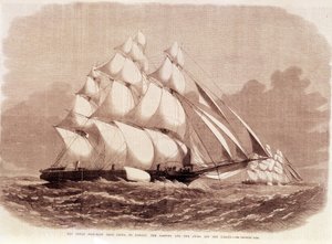 Regatta tussen de Ariel en Taeping clippers in 1866