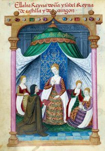 Voorstelling van koningin Isabella van Portugal omringd door haar metgezellen