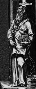 Afbeelding van de Griekse filosoof Stoïcijn Cleanthe (330-232 v.Chr.) Gravure uit het voorblad van 