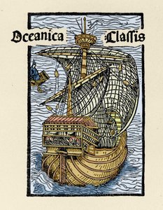 Afbeelding van de karveel Santa Maria door Christoffel Columbus (1451-1506). Gravure uit 