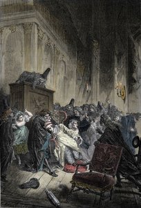 Weergave van de dood van Jean-Baptiste Poquelin, bekend als Molière (1622-1673), overlijden door longcongestie tijdens een voorstelling van "De ingebeelde zieke" op 17/02/1673 door Unknown artist
