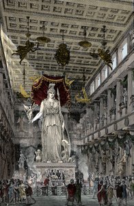 Weergave van het interieur van het Parthenon