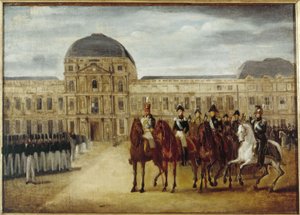 Review voor het Château des Tuileries, circa 1820. Huidige 1e arrondissement, tussen 1815 en 1825 door Unknown artist