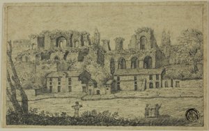 Rivierlandschap met Romeinse Ruïnes door Unknown artist