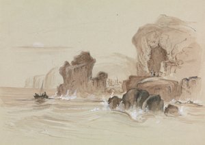 Rotsachtige Kustlijn met Kleine Vissersboot