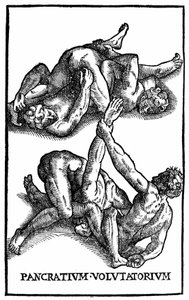 Romeinse worstelaars - in "Hieronymi Mercurialis de arte gymnastica" door Unknown artist