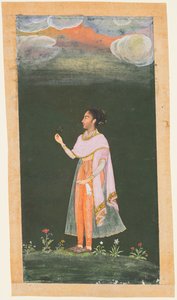 Koninklijke vrouw met een bloem door Unknown artist