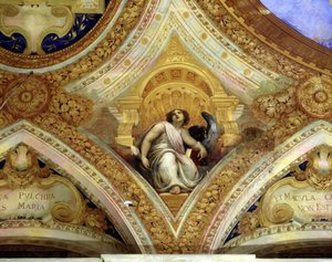 Sint Jan de Evangelist en de adelaar die hem symboliseert. Kapelplafond van het onbevlekte ontwerp, Menton. door Unknown artist