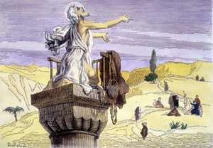 Sint Simeon de stylite predikend op een zuil door Unknown artist
