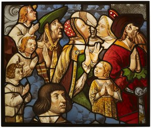 Heiligen en aanbidders in aanbidding door Unknown artist