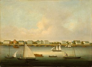 Scène bij de ingang van de Yang Tse Kiang-rivier bij Woosung door Unknown artist