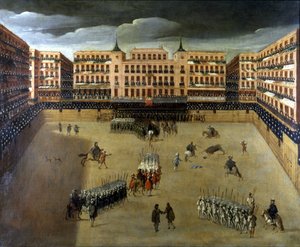 Scène van stierengevecht in Madrid, olieverf op doek