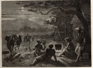 Rustscène op het platteland bij maanlicht door Unknown artist