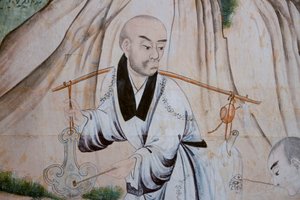Scènes uit het dagelijks leven in China, detail van het Chinese behang, Chinese kabinet, jachthuis, door Filippo Juvarra, Stupinigi, Piëmont, Italië door Unknown artist