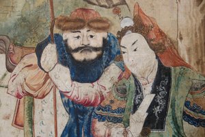 Scènes uit het dagelijks leven in China, detail van het Chinese behang, Chinees kabinet, Jachthuis, door Filippo Juvarra (1678-1736), Stupinigi, Piëmont, Italië